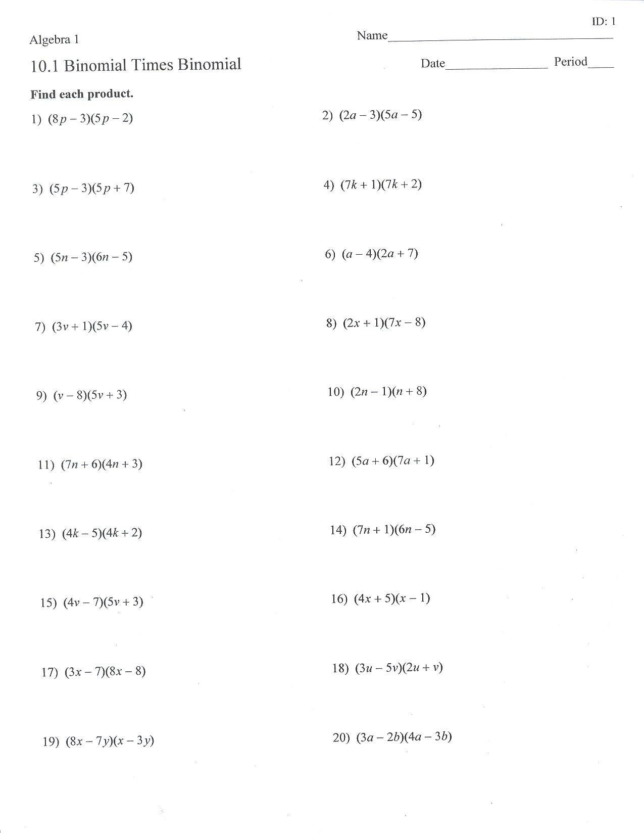 Multiplying Monomials And Polynomials Worksheet  Briefencounters Along With Multiplying Monomials And Polynomials Worksheet
