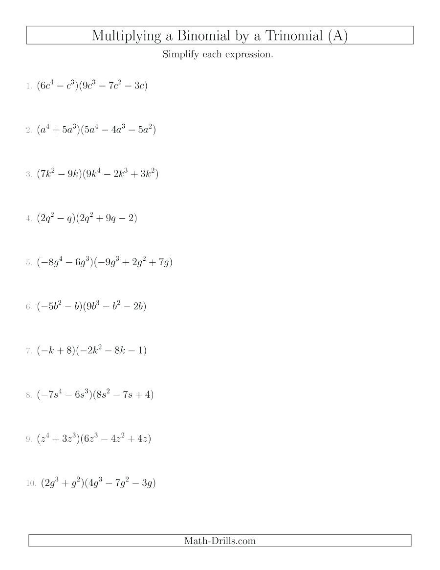 Multiplying Two Trinomials Math The Multiplying Two A Math Worksheet Or Factoring Fun Worksheet