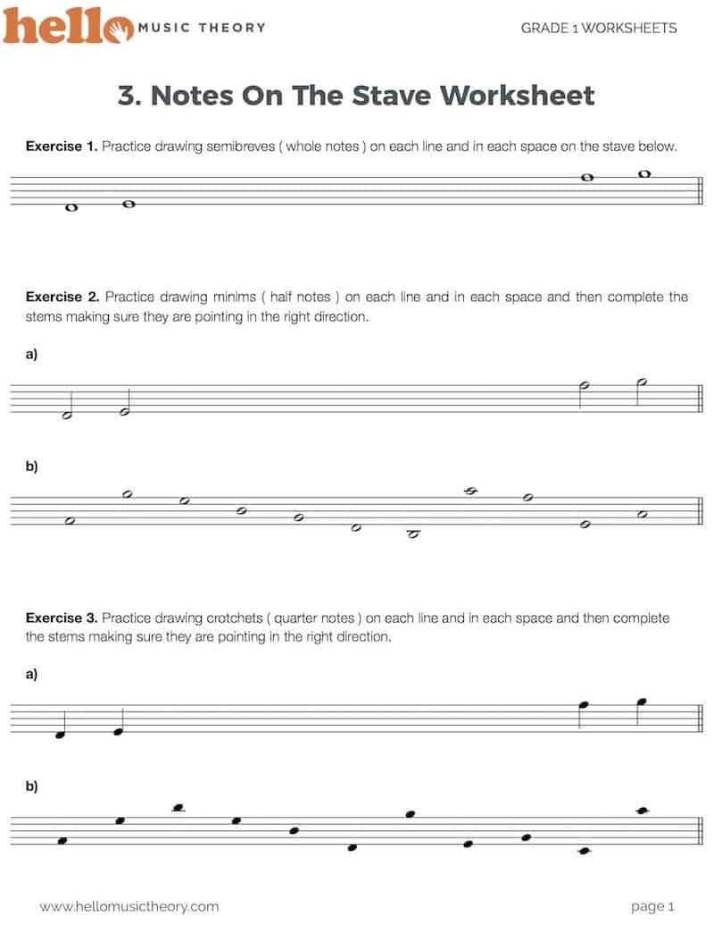 Music Theory Worksheets With 1500 Pdf Exercises  Hello Music Theory Within Note Naming Worksheets Pdf