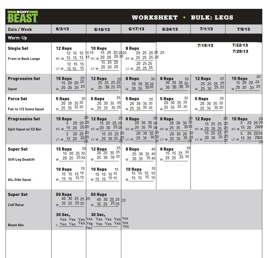 My Body Beast Journey  Dumbbells And Diapers With Regard To Body Beast Cardio Worksheet