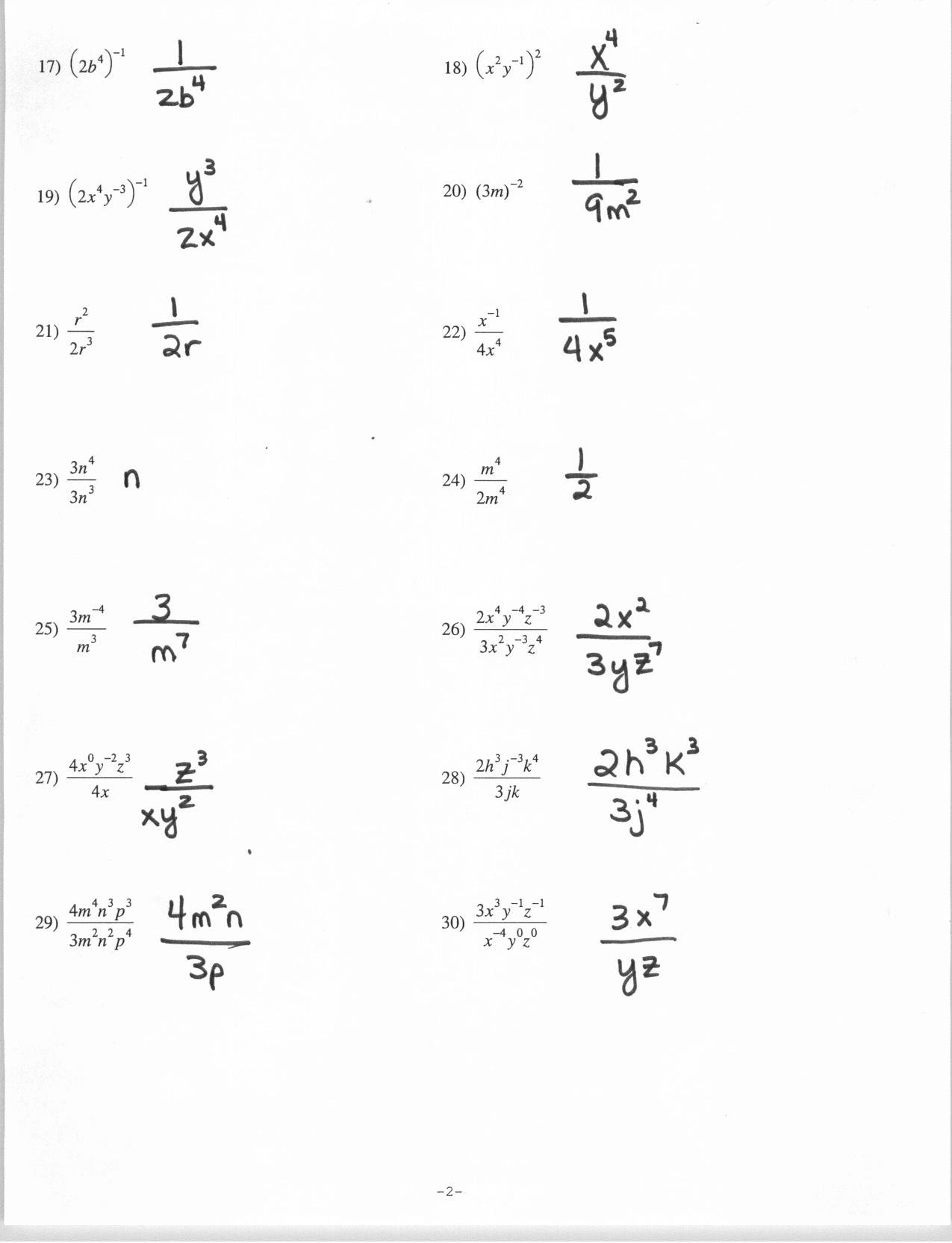 My Homework Lesson 3 Powers And Exponents Also Exponent Rules Worksheet With Answers