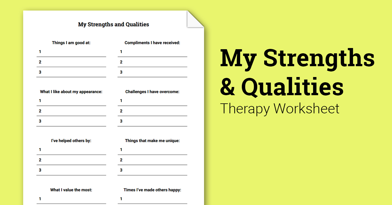 My Strengths And Qualities Worksheet  Therapist Aid As Well As Therapist Aid Worksheets