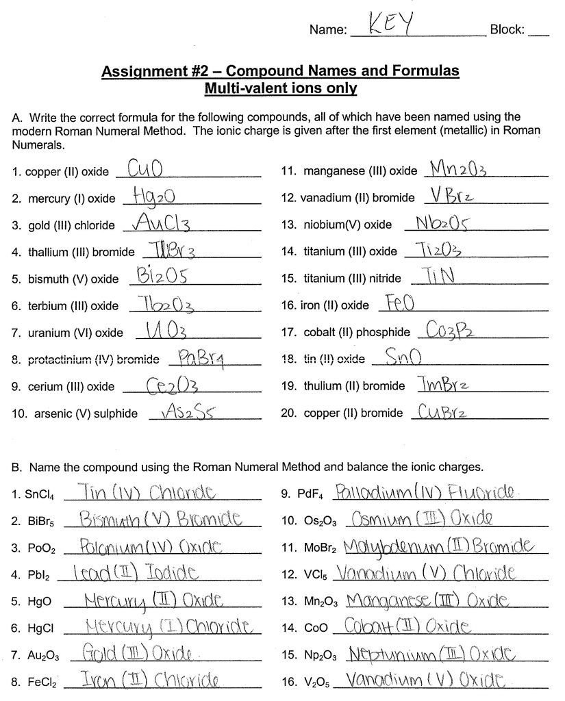 Names And Formulas For Ionic Compounds Worksheet  Briefencounters And Names And Formulas For Ionic Compounds Worksheet Answers