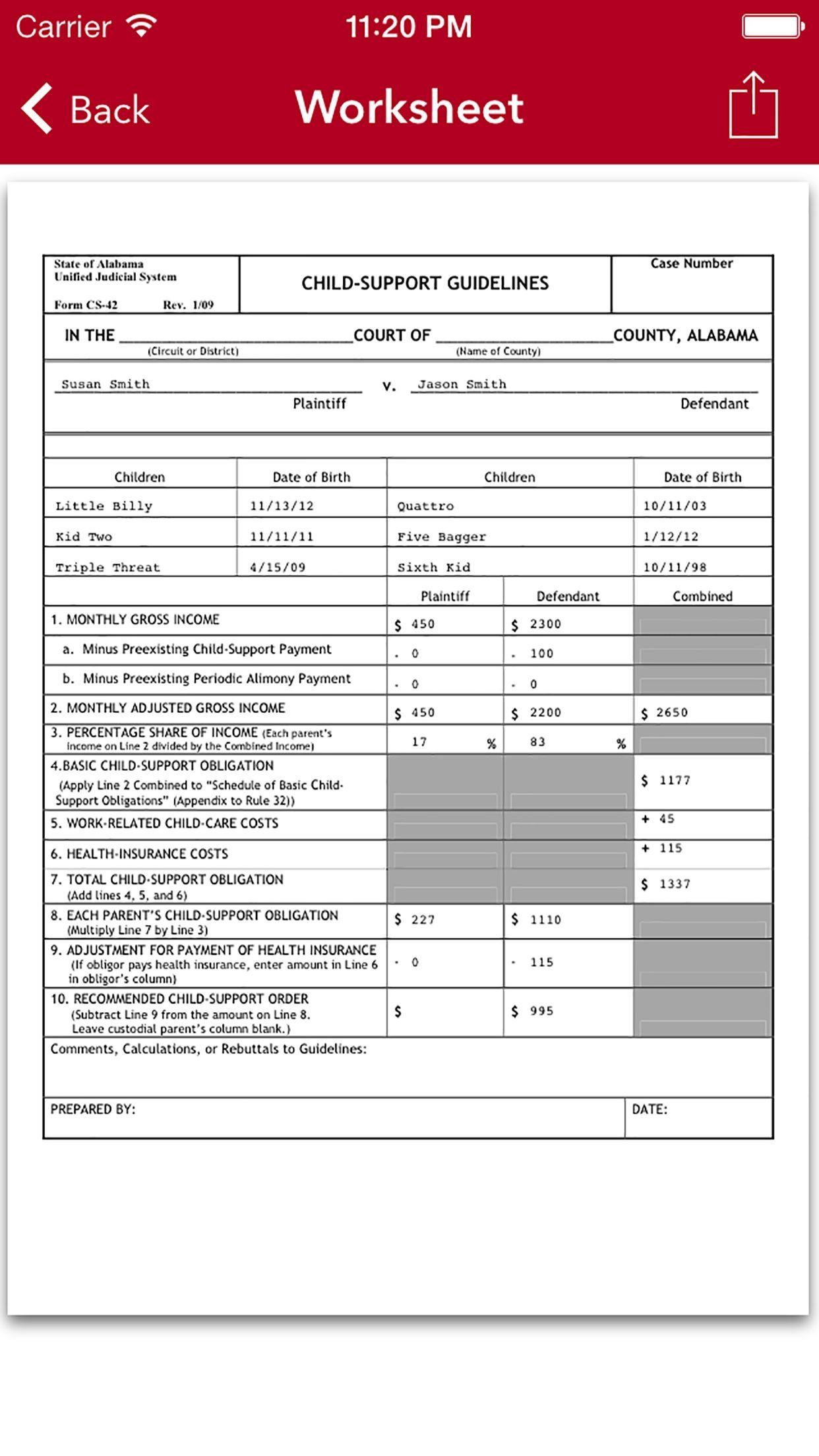Nc Child Support Worksheet  Briefencounters Or Utah Child Support Worksheet