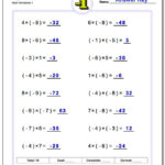 Negative Numbers Intended For Multiplying And Dividing Integers Worksheet 7Th Grade