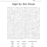 Nightelie Wiesel Word Search  Wordmint Regarding Night Elie Wiesel Worksheet Answers