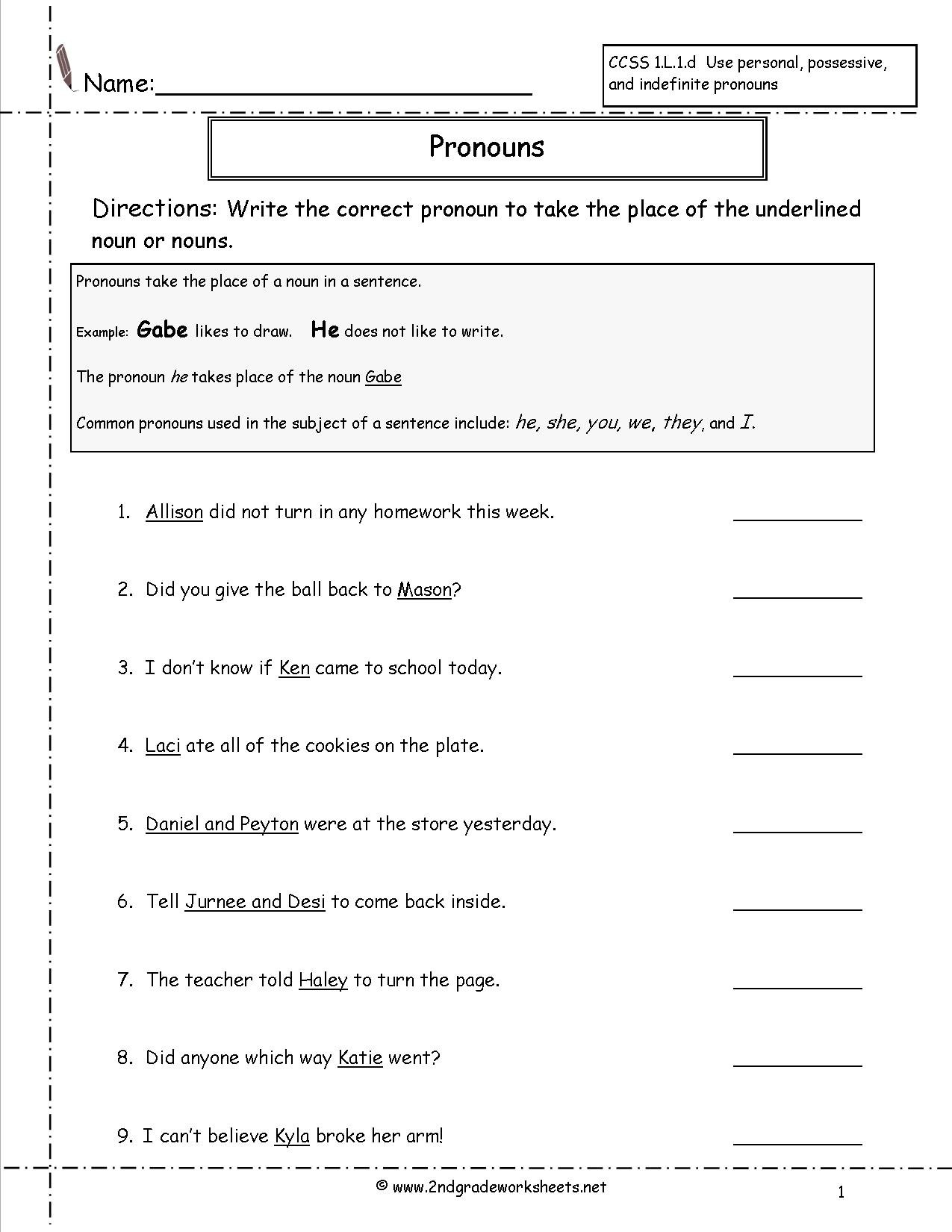 Nouns Worksheets And Printouts For Nouns And Pronouns Worksheets