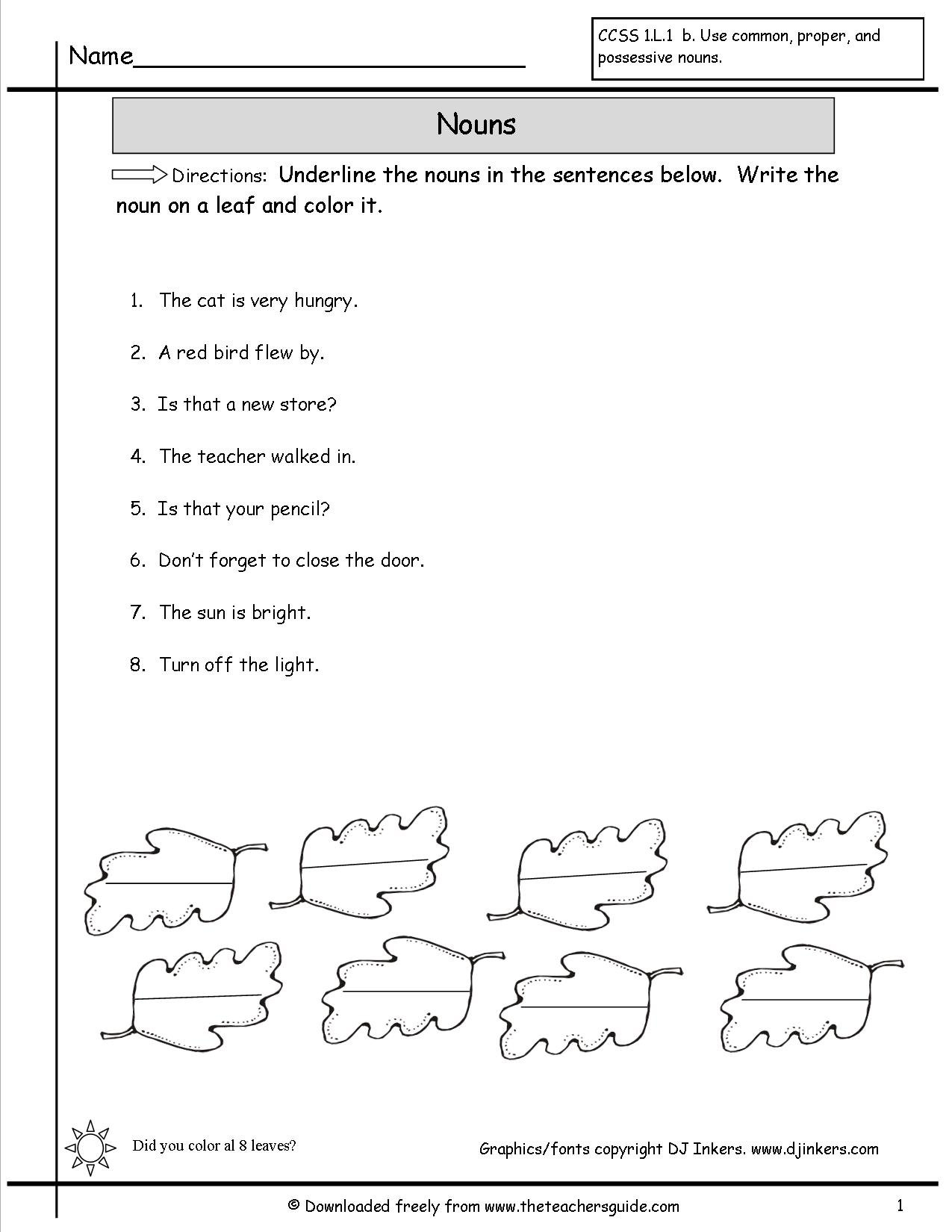 Nouns Worksheets From The Teacher's Guide Regarding Noun Worksheets For Kindergarten