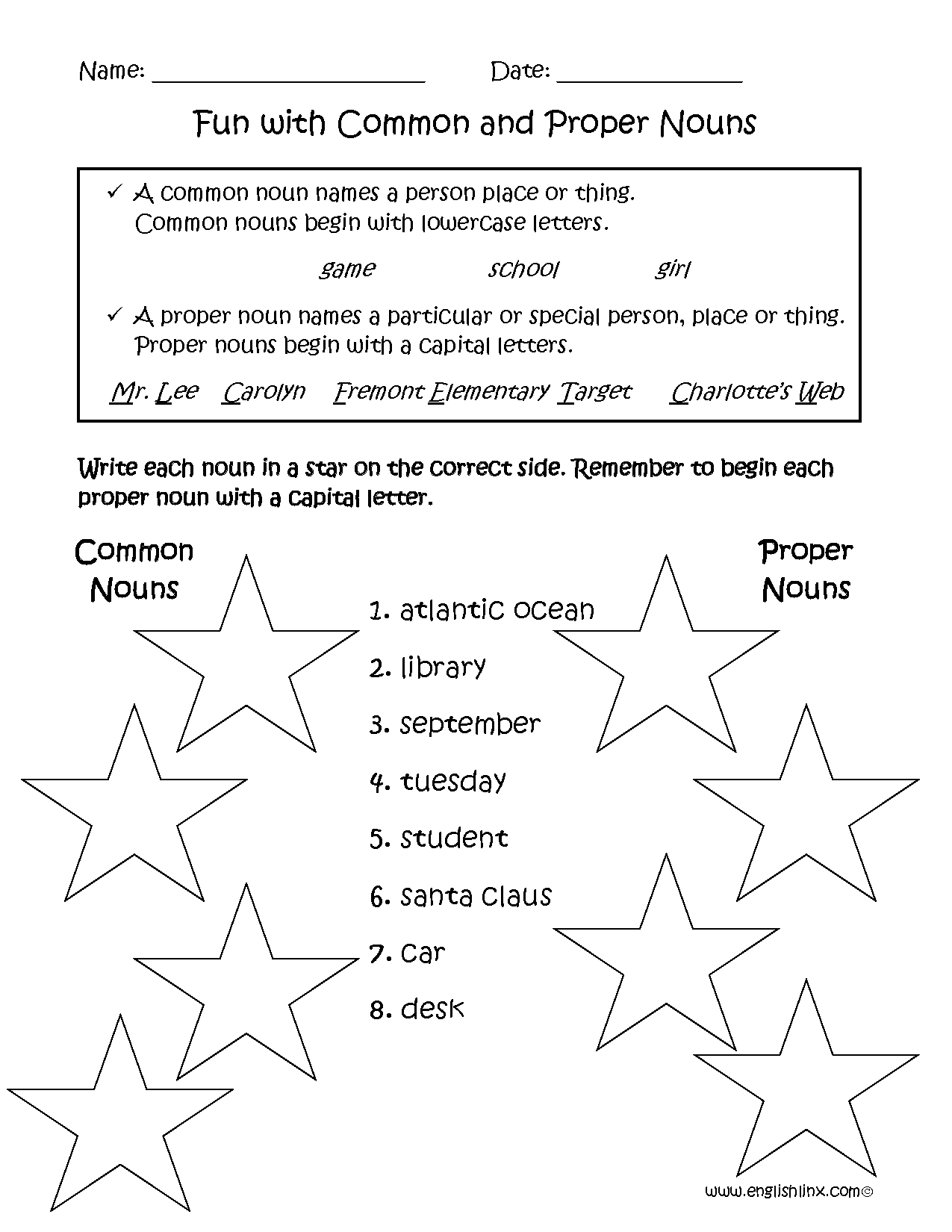 Nouns Worksheets  Proper And Common Nouns Worksheets Together With Fun Worksheets For 3Rd Grade