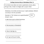 Nouns Worksheets  Proper And Common Nouns Worksheets Within Following Directions Worksheet Middle School