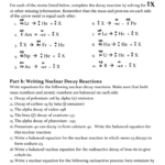Nuclear Chemistry Worksheet Also Nuclear Decay Worksheet Answers Chemistry