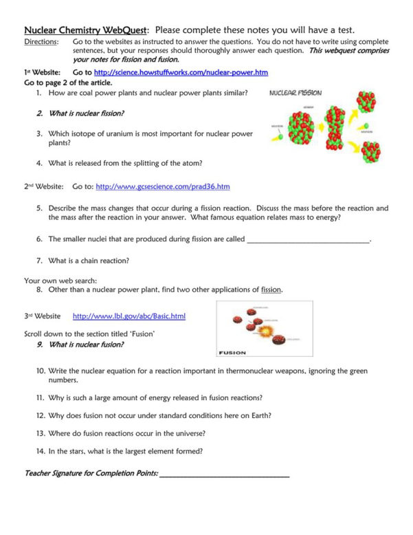 Nuclear Fission And Fusion Fission And Fusion Worksheet For Phase For Fission And Fusion 