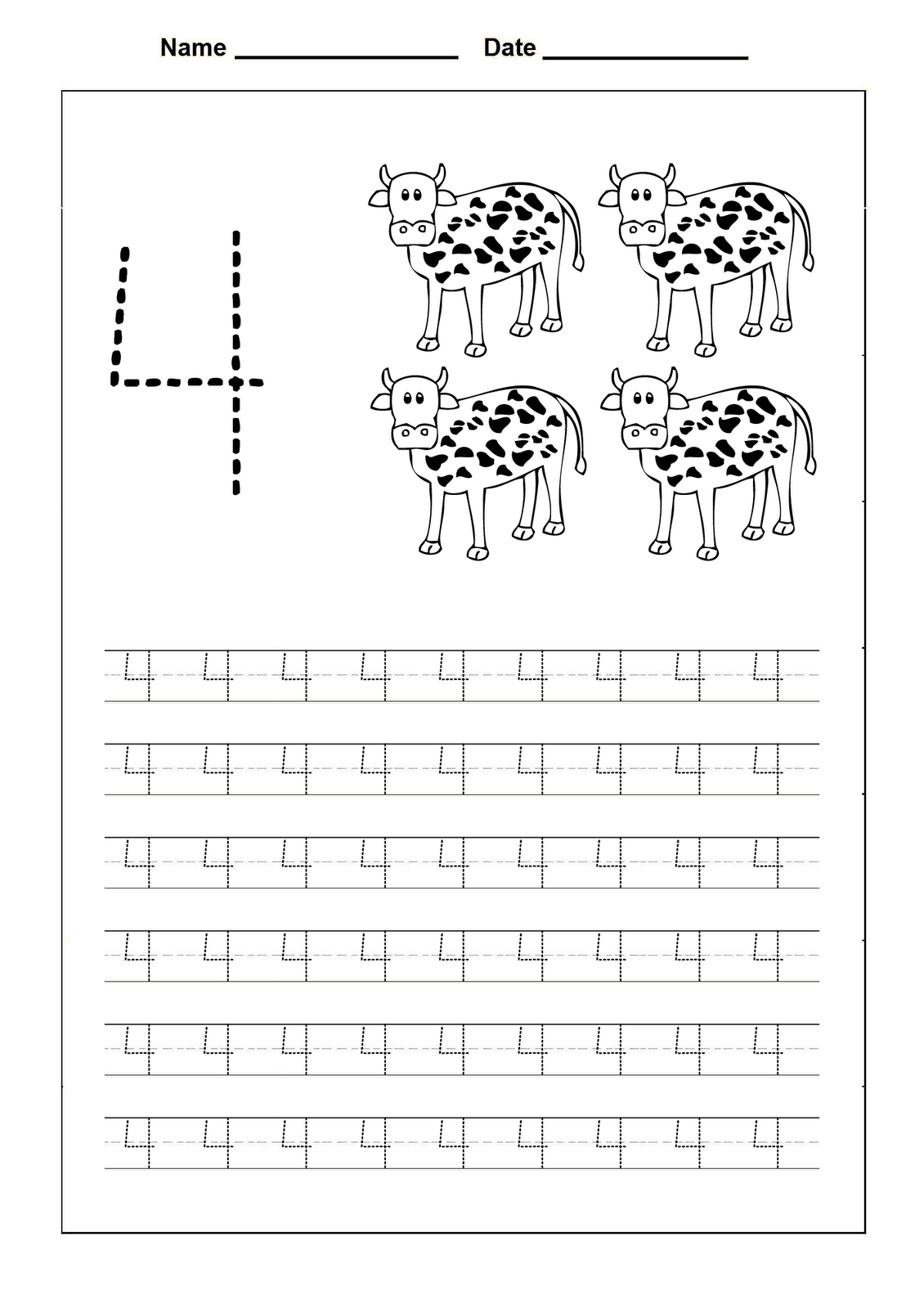 Number 4 Worksheets To Print  Activity Shelter Pertaining To Number 4 Worksheets