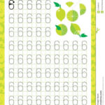 Number 6 Six Tracing Worksheet For Kids Green Juicy Lime For Preschool Name Tracing Worksheets
