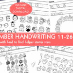 Number Handwriting Practice Worksheets Prek Kindergarten  Etsy Or Number Writing Practice Worksheets