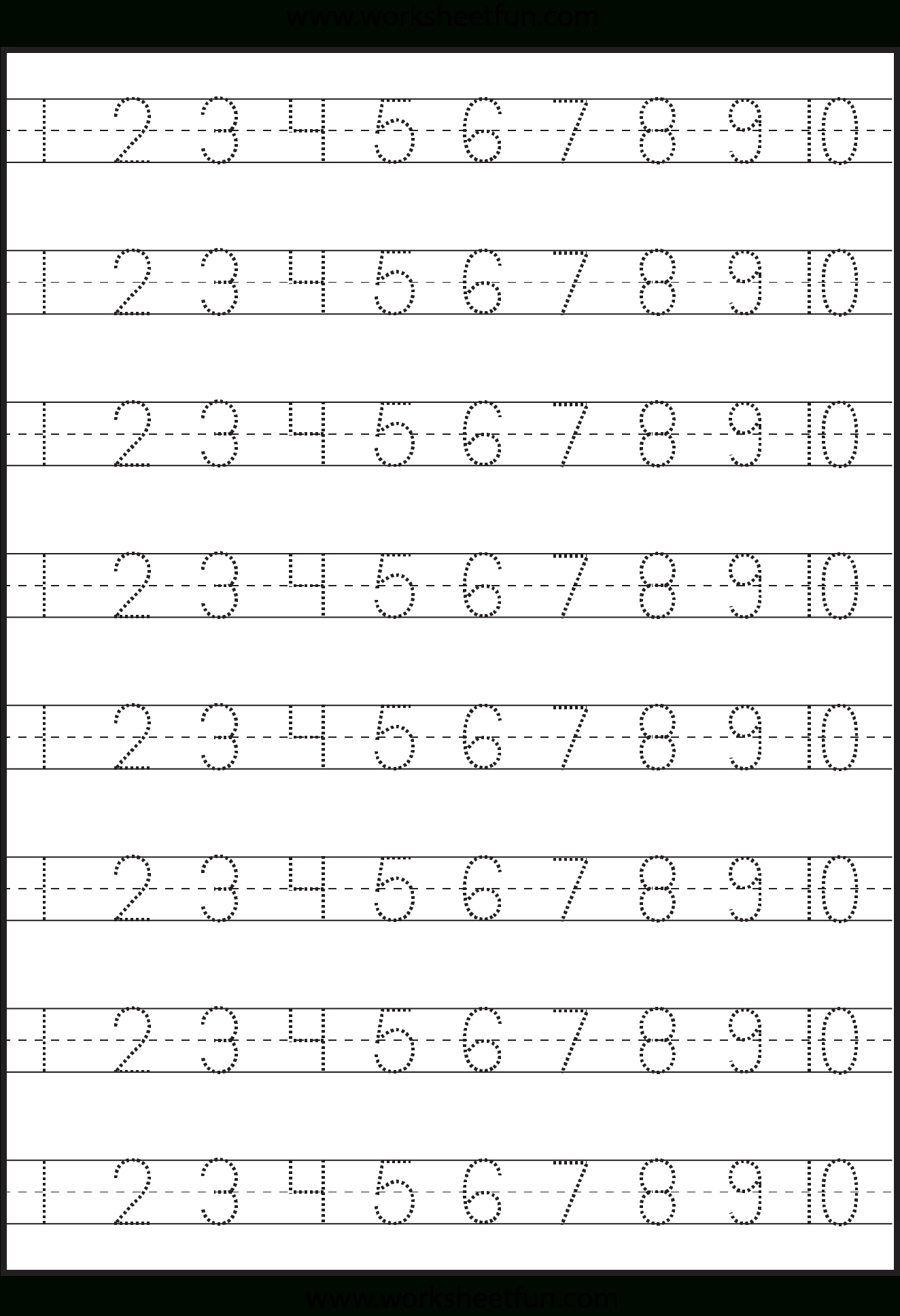 Number Tracing – 110 – Worksheet  Free Printable Worksheets As Well As Preschool Writing Worksheets Free Printable