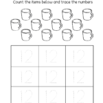 Number Twelve Writing Counting And Identification Printable Pertaining To Counting Worksheets For Kindergarten