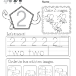 Number Two Worksheet  Free Kindergarten Math Worksheet For Kids Throughout Number 2 Worksheets