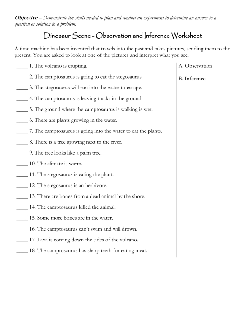 Observation And Inference For Observation And Inference Worksheet Answer Key