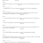 Ohms Law And Power Equation Practice Worksheet  Send104B For Electrical Power Worksheet Answers