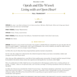 Oprah And Elie Wiesel Living With An Open Heart Pertaining To Oprah Elie Wiesel Auschwitz Death Camp Worksheet Answers