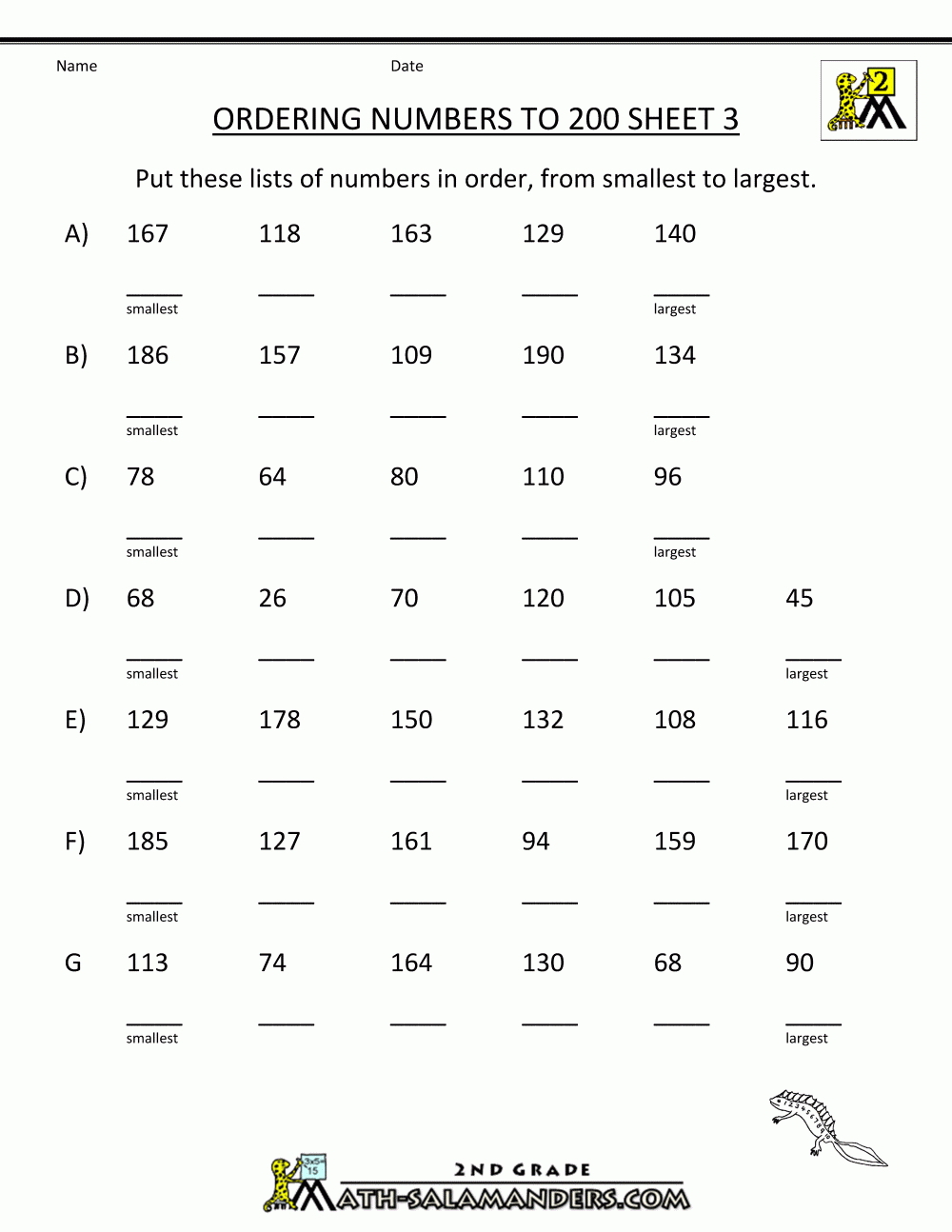 Ordering Numbers To 1000 As Well As Ordering Numbers Worksheets