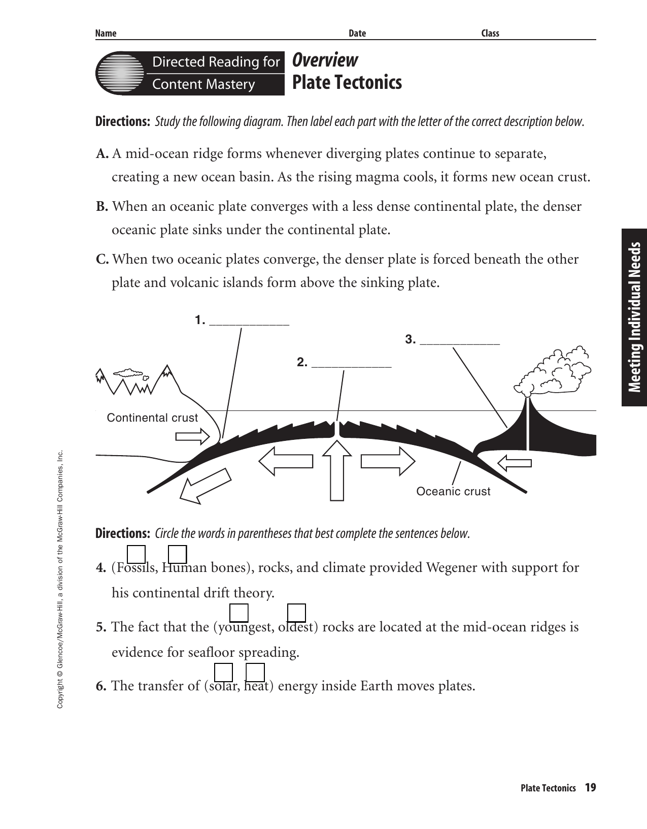 Overview Plate Tectonics Inside Volcanoes And Plate Tectonics Worksheet Answers