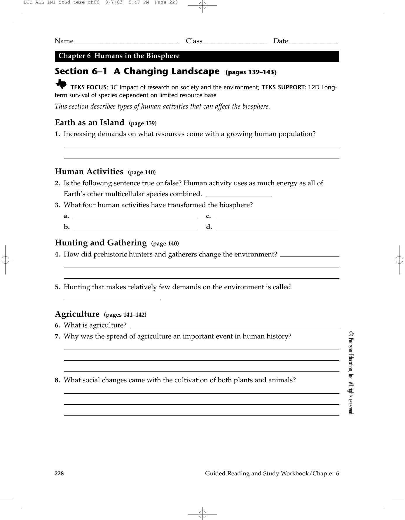 Pages 139–143 Together With 6 1 A Changing Landscape Worksheet Answers