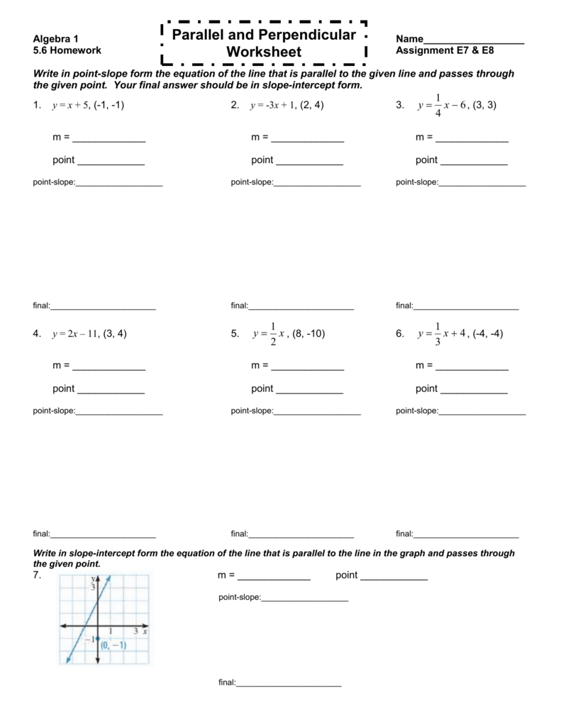 Parallel And Perpendicualr Practice Regarding Parallel And Perpendicular Lines Worksheet Algebra 1 Answers