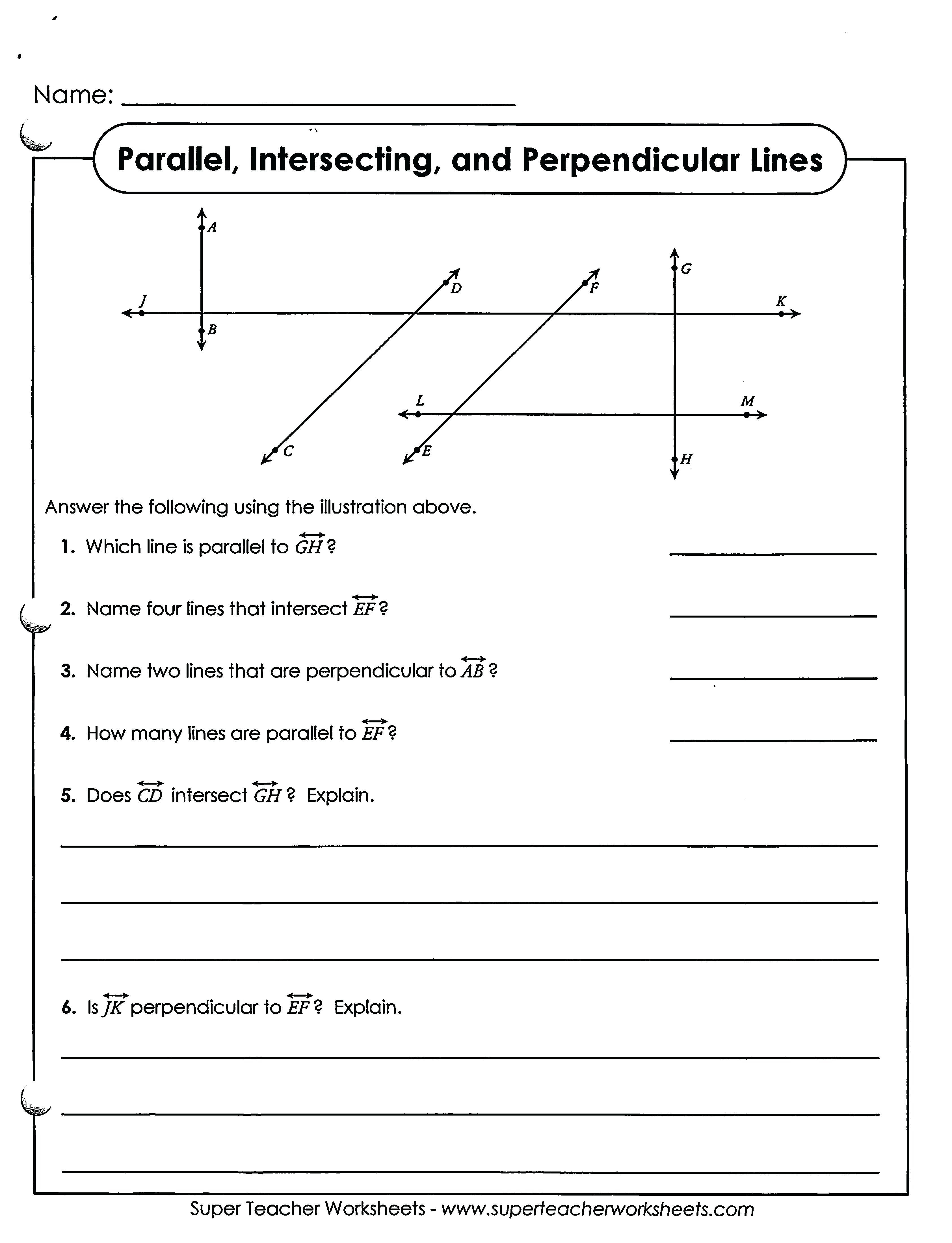 Parallel And Perpendicular Lines Worksheet Answers  Yooob Regarding Parallel Lines Worksheet Answers