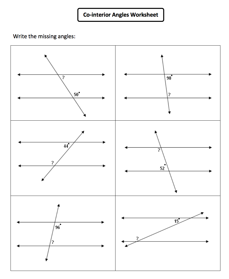 Parallel Lines And Angles  Senior Block For Lines And Angles Worksheet
