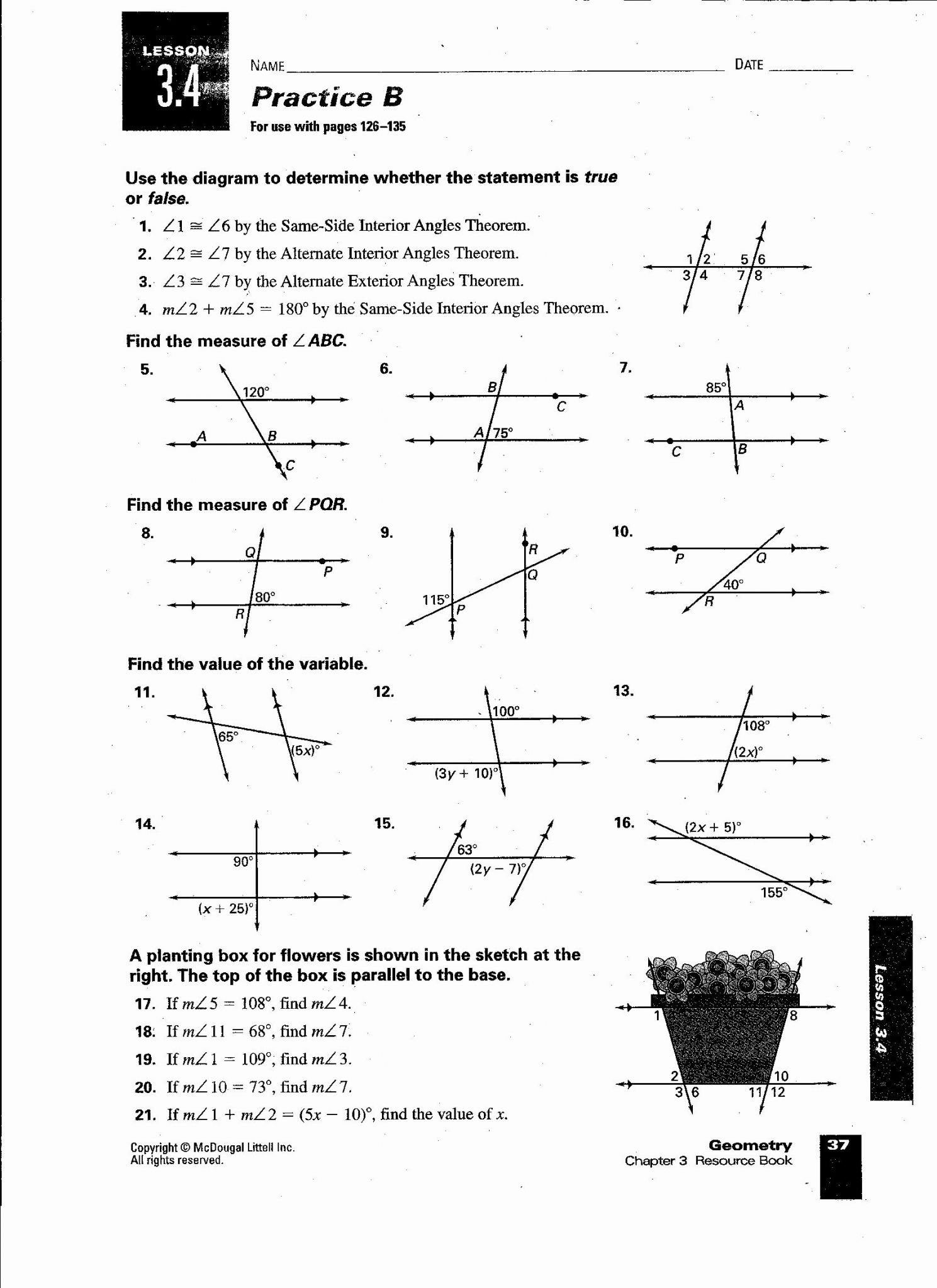 Parallel Lines And Transversals Worksheet Answers  Briefencounters For Proving Parallel Lines Worksheet With Answers