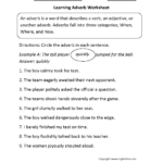 Parts Speech Worksheets  Adverb Worksheets Regarding Adverb Practice Worksheets