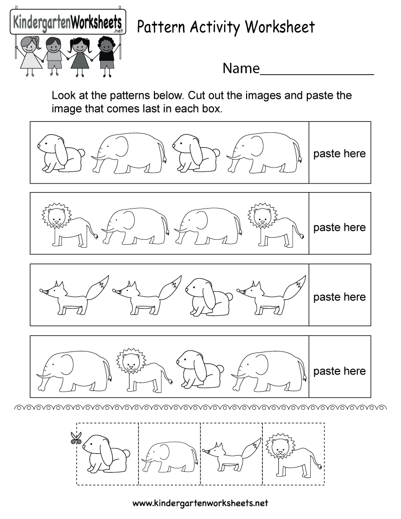 Pattern Activity Worksheet  Free Kindergarten Worksheet For Kids Within Activity Worksheets For Kids