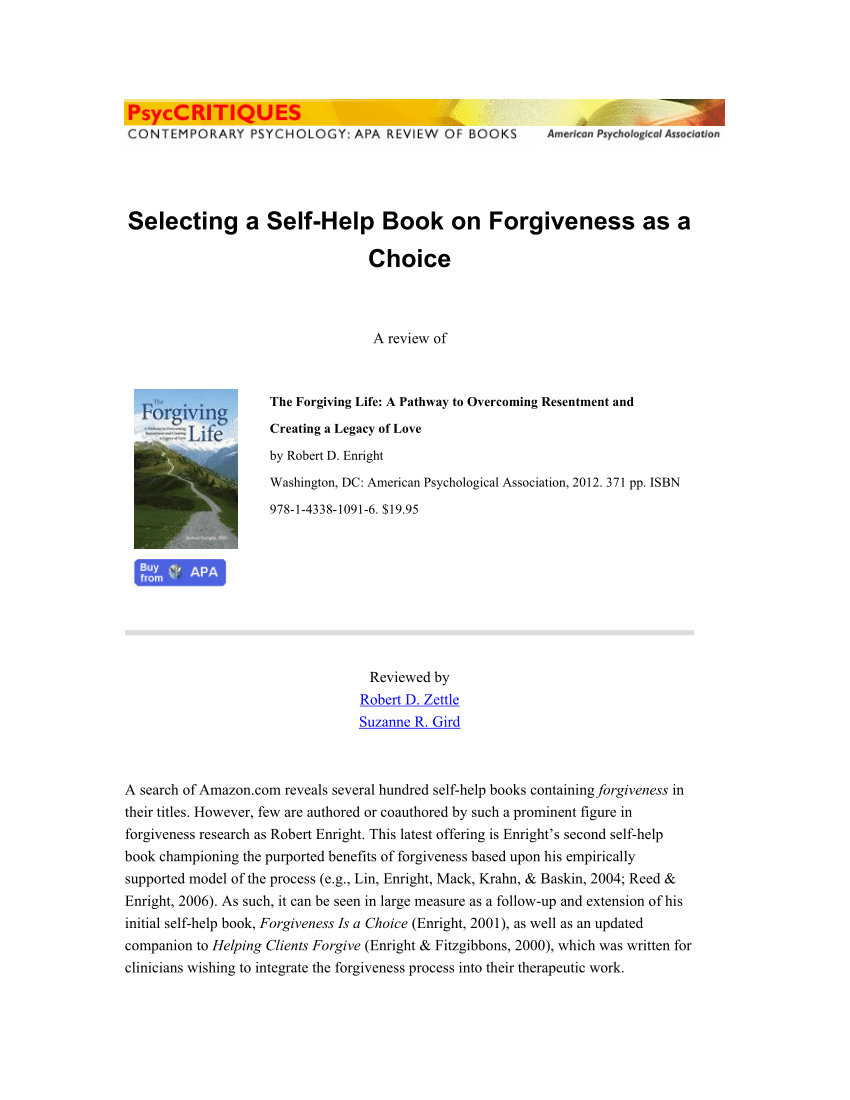 Pdf Selecting A Selfhelp Book On Forgiveness As A Choice Within Forgiveness Worksheets Pdf