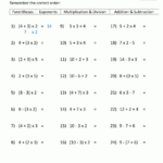Pemdas Rule  Worksheets Intended For Order Of Operations With Fractions Worksheet