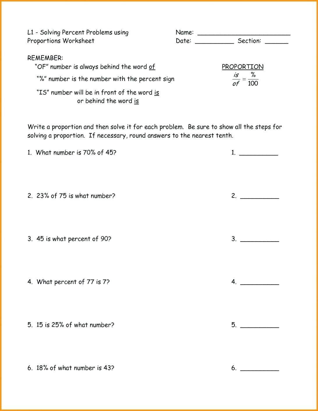 Percent Proportion Problems Math Proportion Word Problems Worksheet Within Solving Percent Problems Worksheet