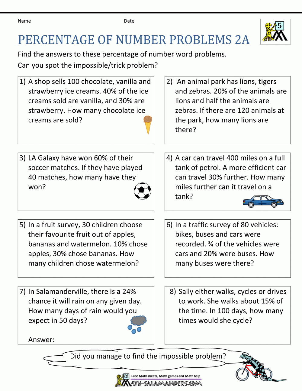 Percentage Word Problems And Percent Worksheets Grade 7