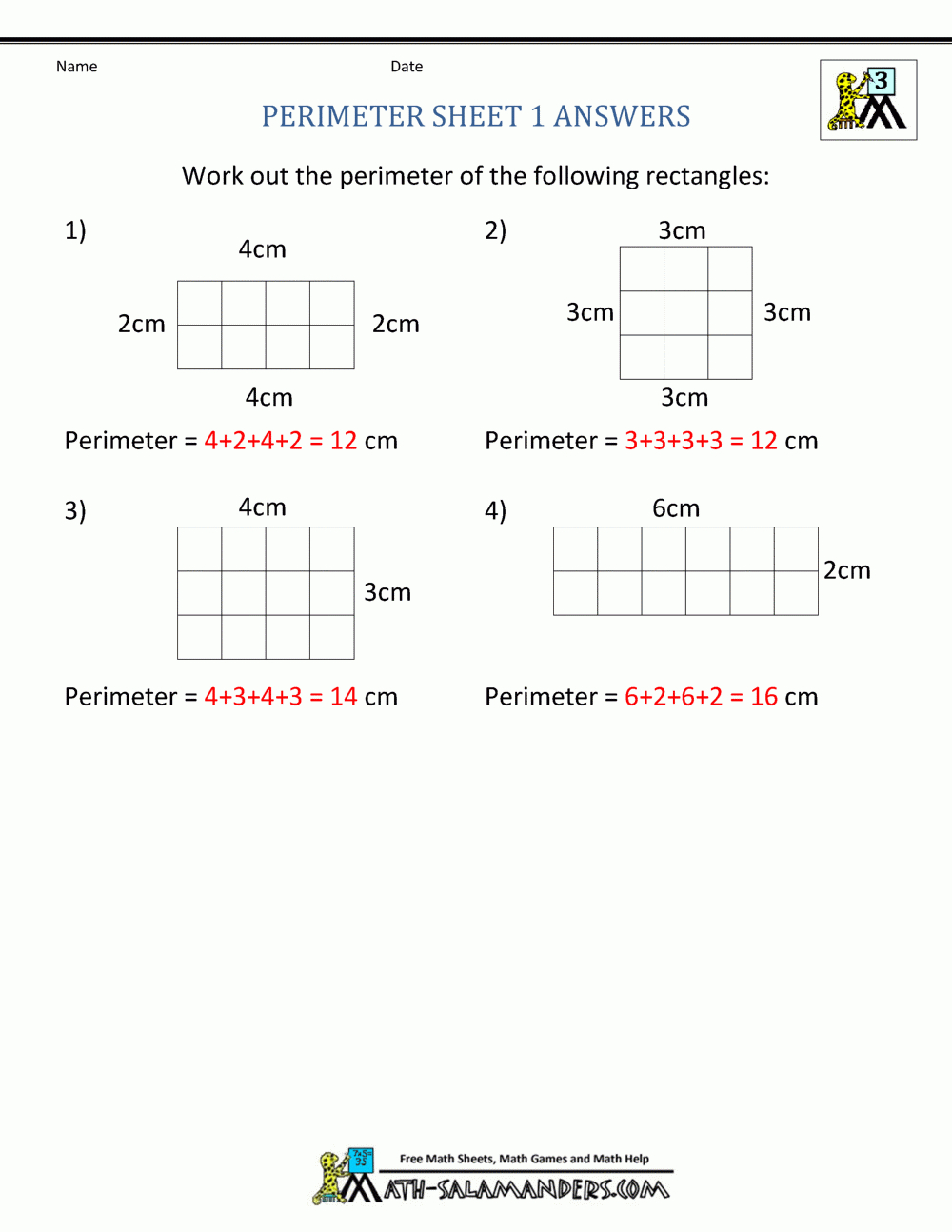 Perimeter Worksheets Along With 6Th Grade Math Worksheets With Answer Key