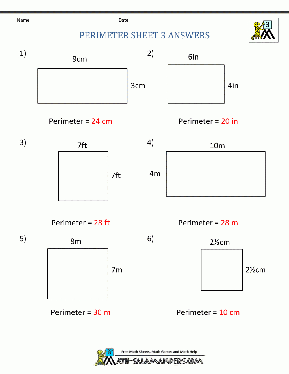 Perimeter Worksheets Also 7 8Th Grade Math Worksheets