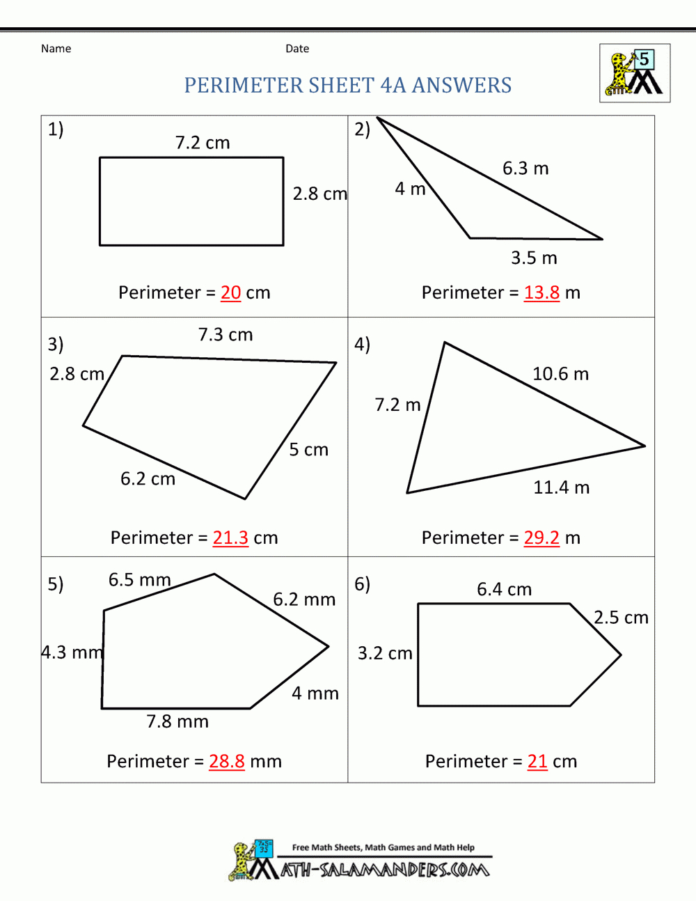Perimeter Worksheets As Well As Area Perimeter Volume Worksheets Pdf