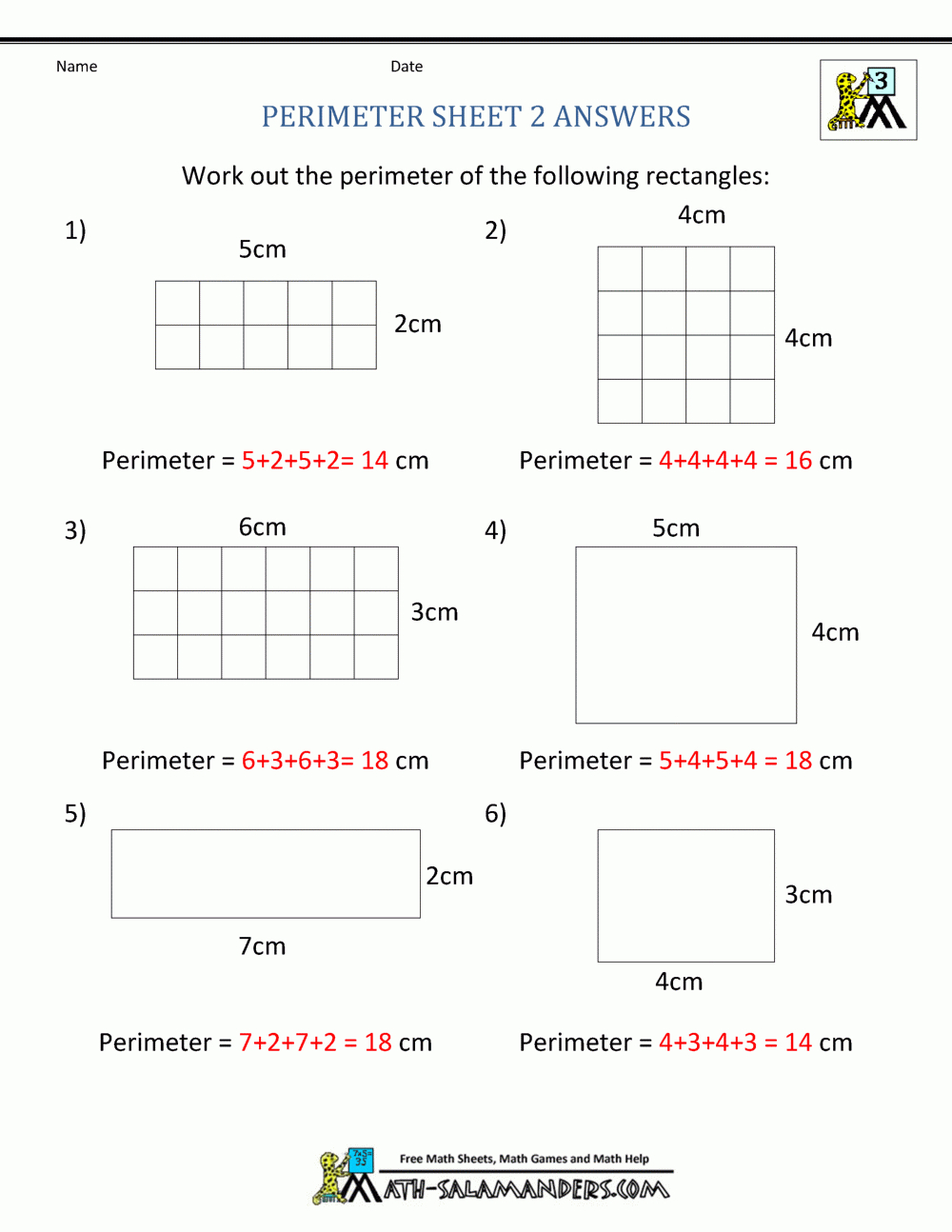 Perimeter Worksheets Or Area Perimeter Volume Worksheets