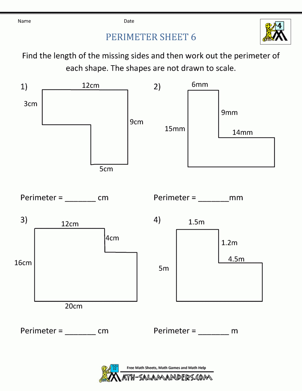 Perimeter Worksheets Pertaining To Grade 6 Worksheets