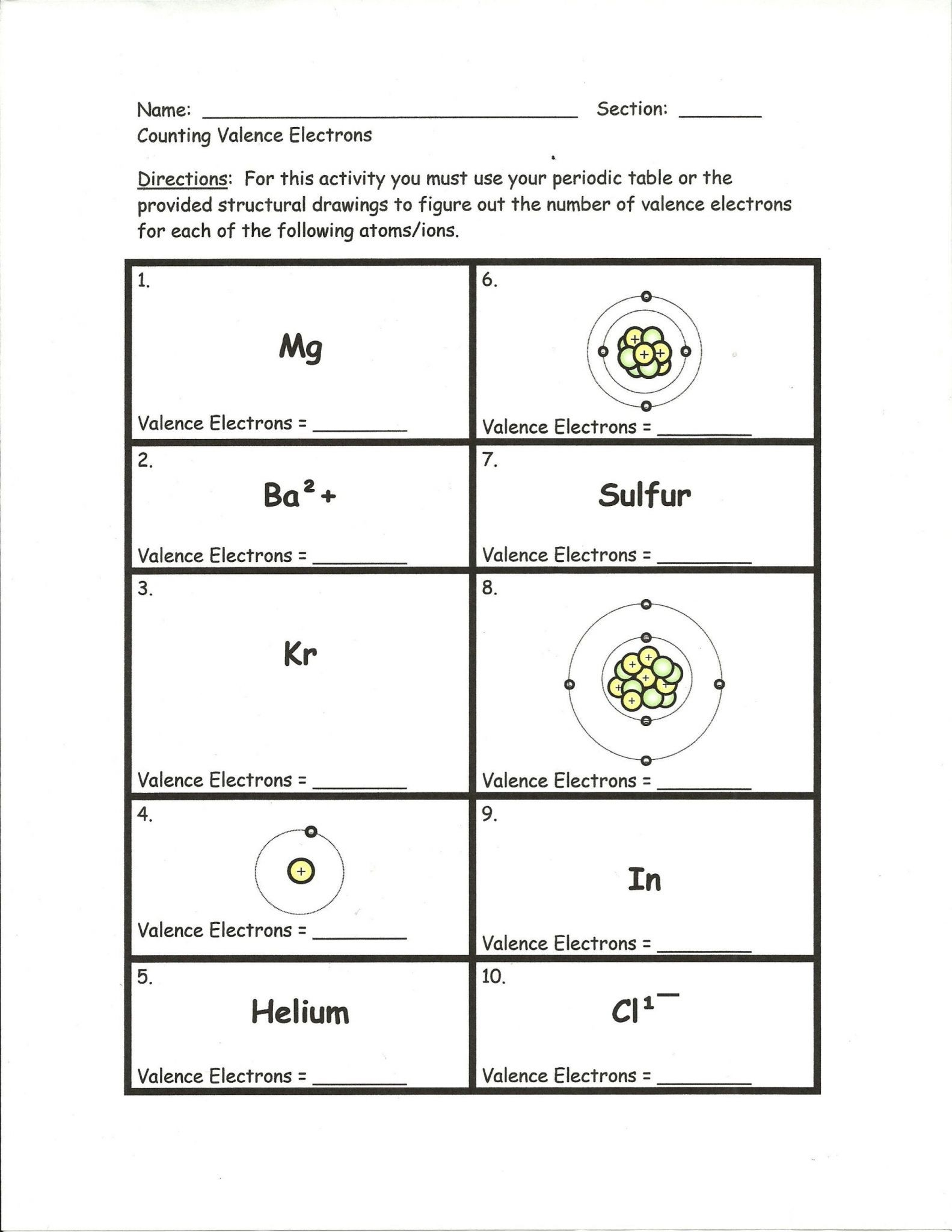 Periodic Table Dot Diagram New Valence Electrons And Ions Worksheet Together With Bohr Model And Lewis Dot Diagram Worksheet Answers