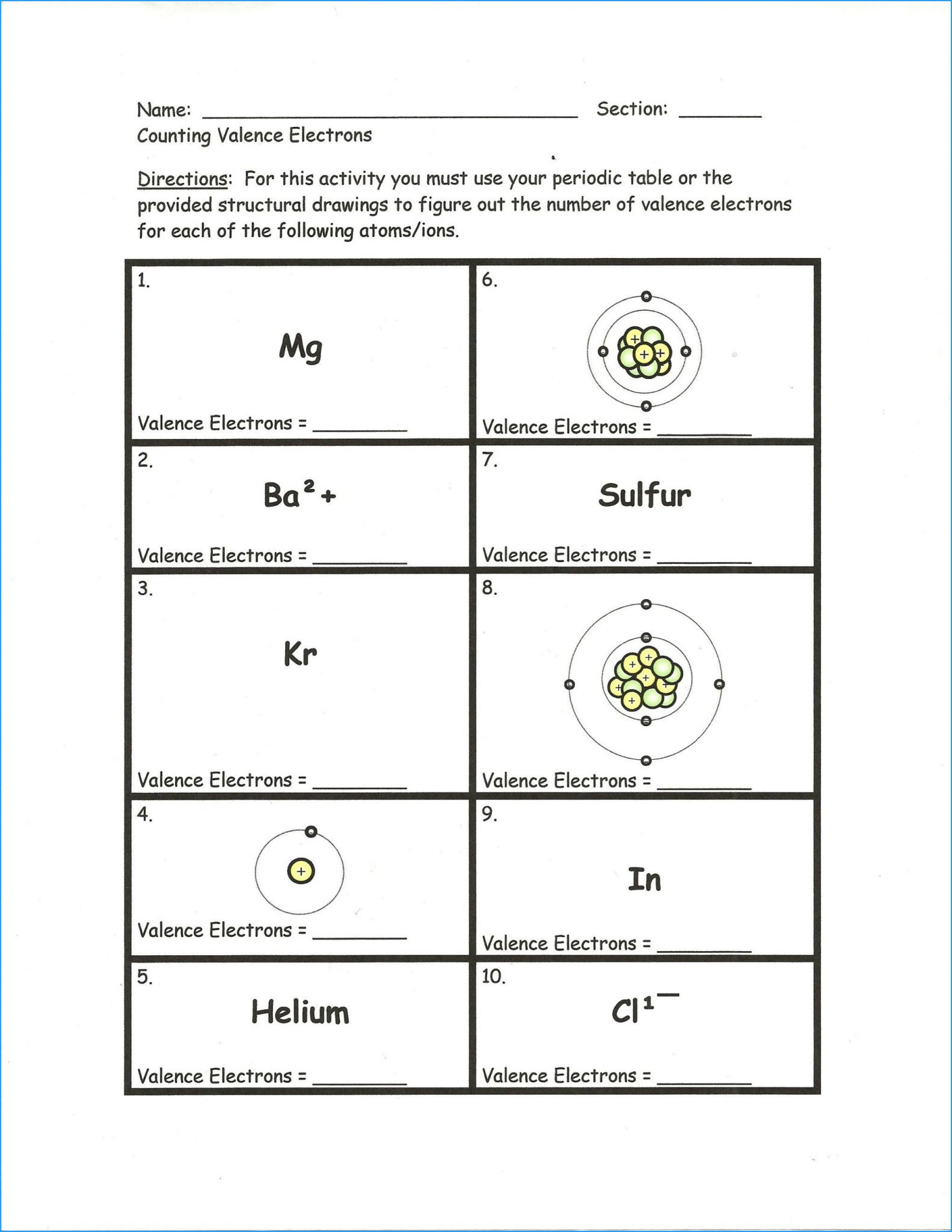 Periodic Table With Atomic Mass And Valency Pdf New Valence Regarding Valence Electrons And Ions Worksheet