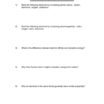 Periodic Trends Worksheet And Periodic Trends Worksheet Answers Chemistry