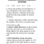 Periodic Trends Worksheet Answers Throughout Periodic Trends Worksheet Answers Chemistry