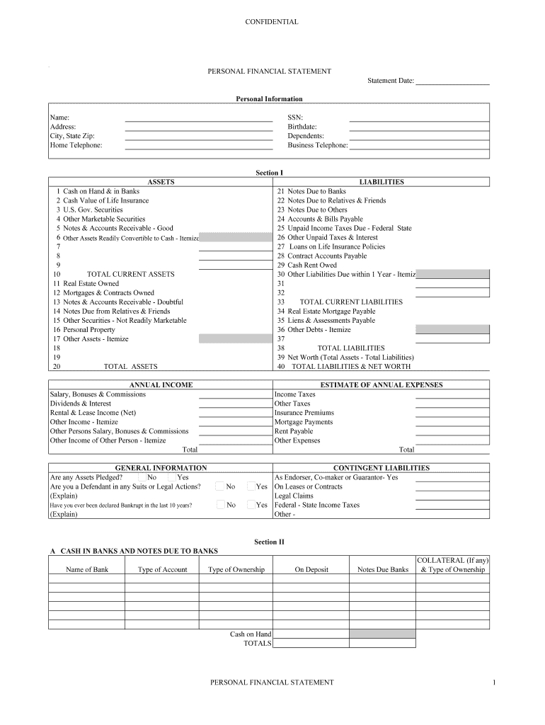 Personal Financial Statements  Fill Online Printable Fillable With Personal Financial Statement Worksheet