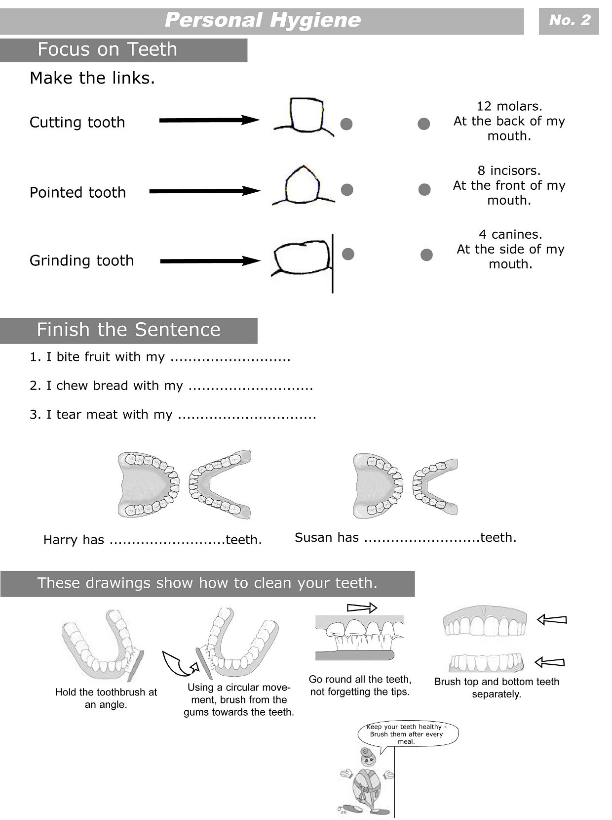 Personal Hygiene Worksheets For Kids Level 1  Personal Hygiene Throughout Steps To Brushing Your Teeth Worksheet