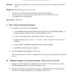 Personal Testimony Inside Personal Testimony Worksheet